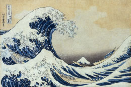 葛飾北斎「冨嶽三十六景　神奈川沖浪裏」すみだ北斎美術館蔵
Katsushika Hokusai “Under the Wave off Kanagawa, from the series Thirty-six views of Mount Fuji,” The Sumida Hokusai Museum